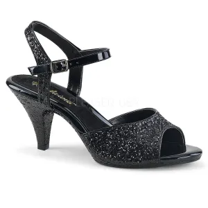 Ankle Strap Glitter Black Heels