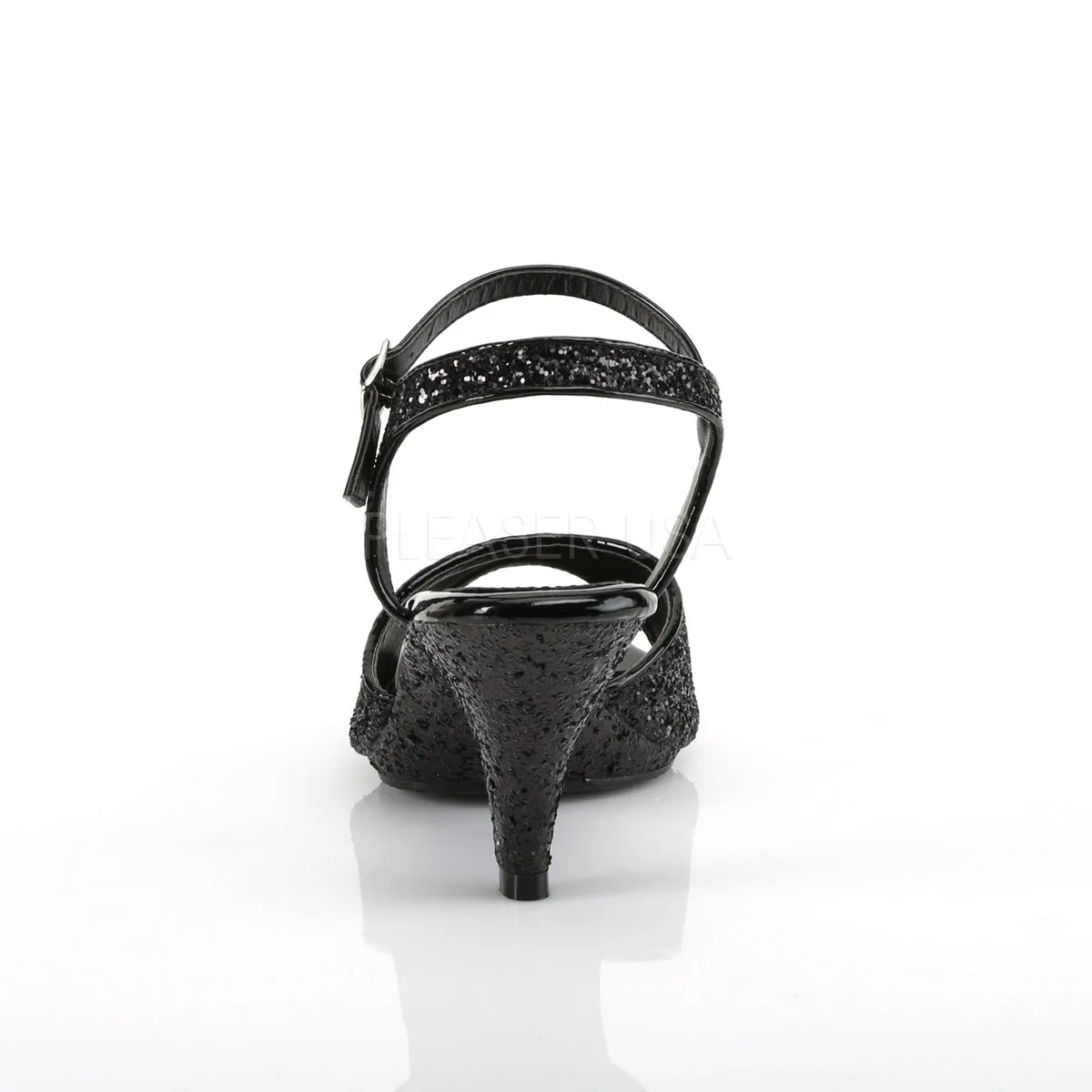 Ankle Strap Glitter Black Heels