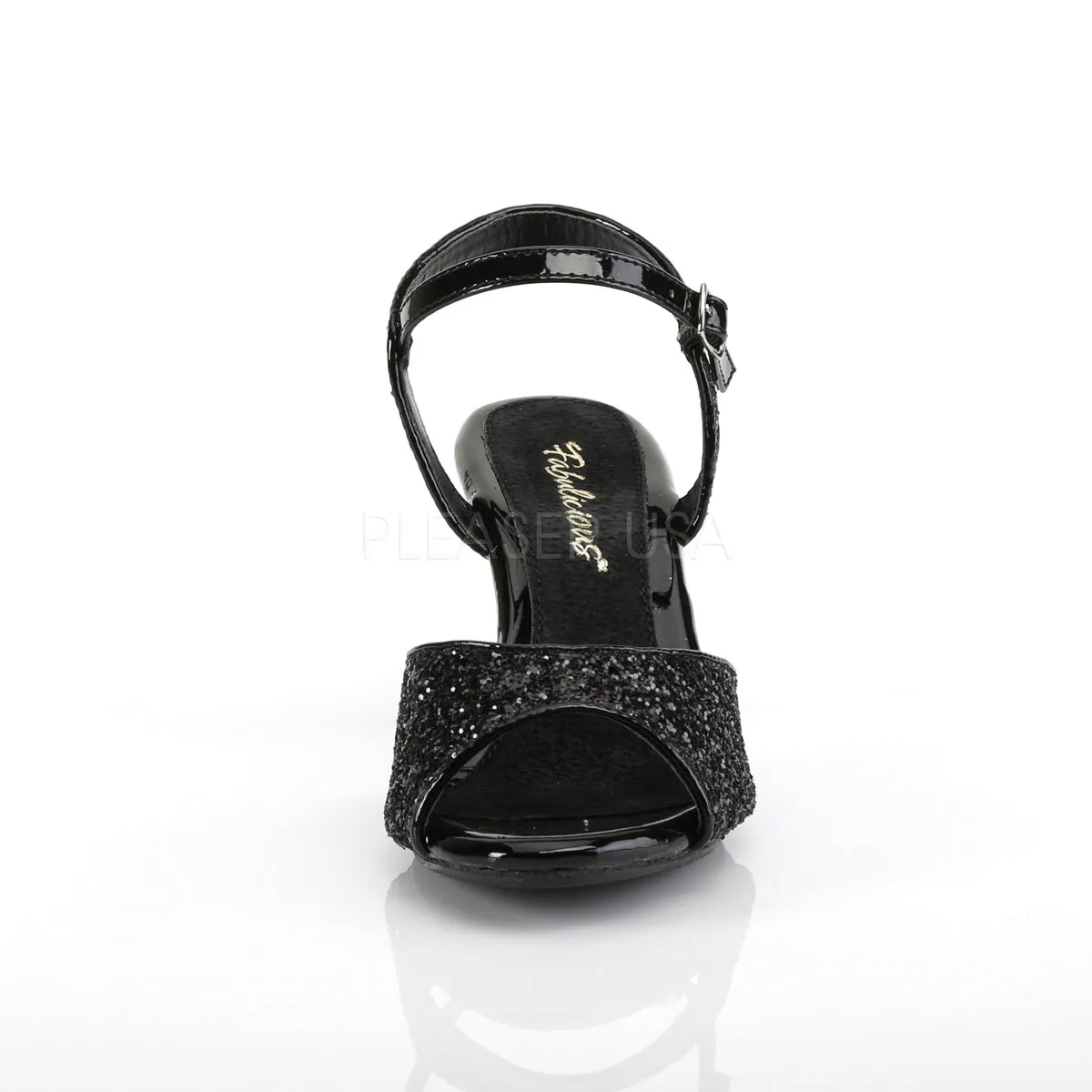 Ankle Strap Glitter Black Heels