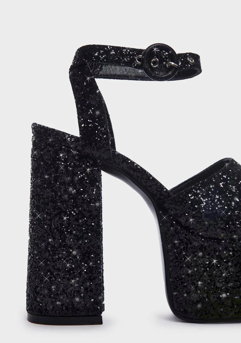 Black C Me Platform Heels