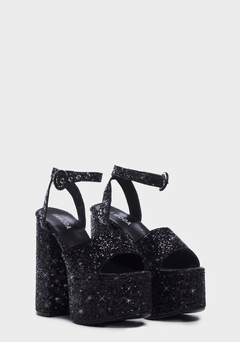 Black C Me Platform Heels