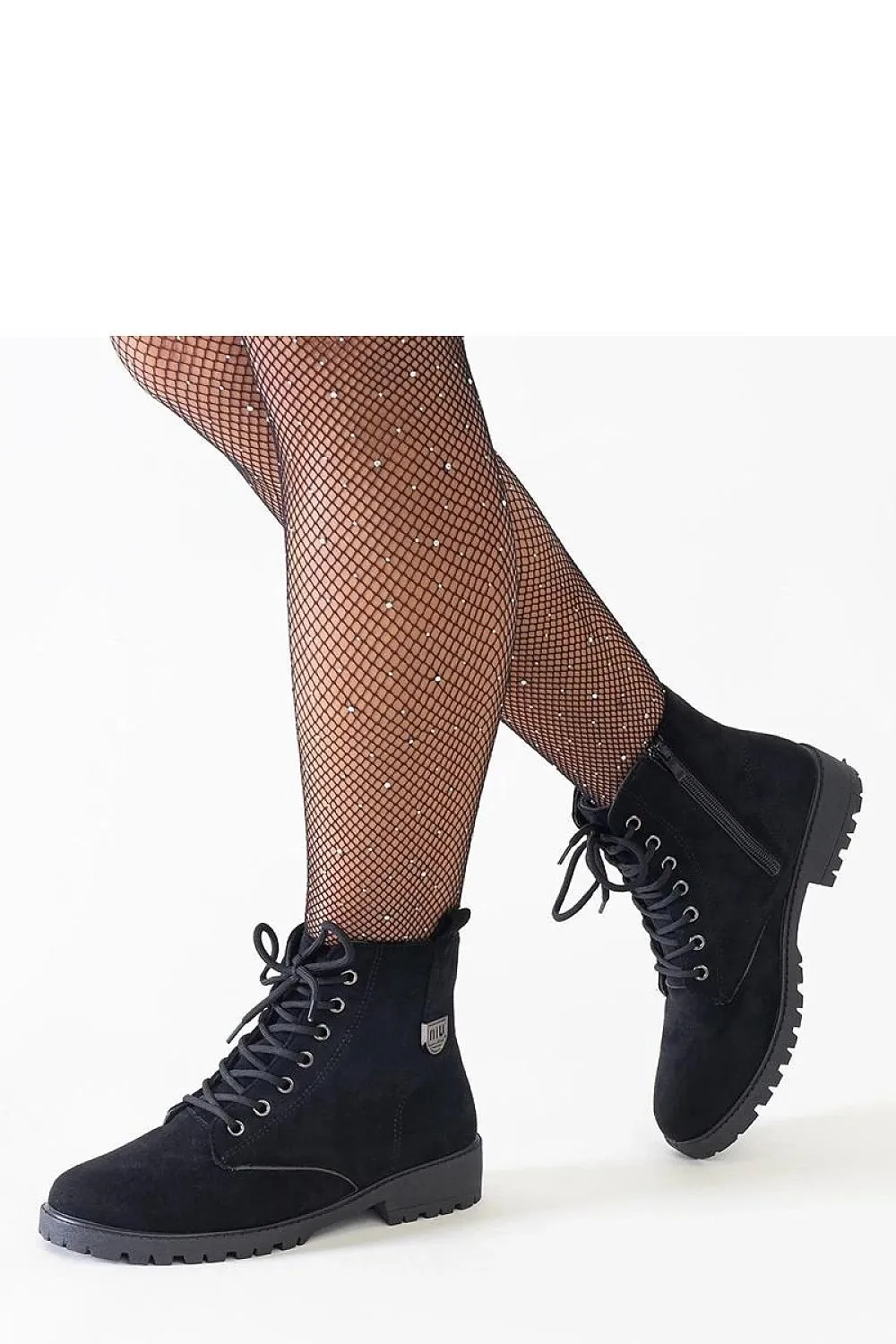 Black eco-suede platform work boots