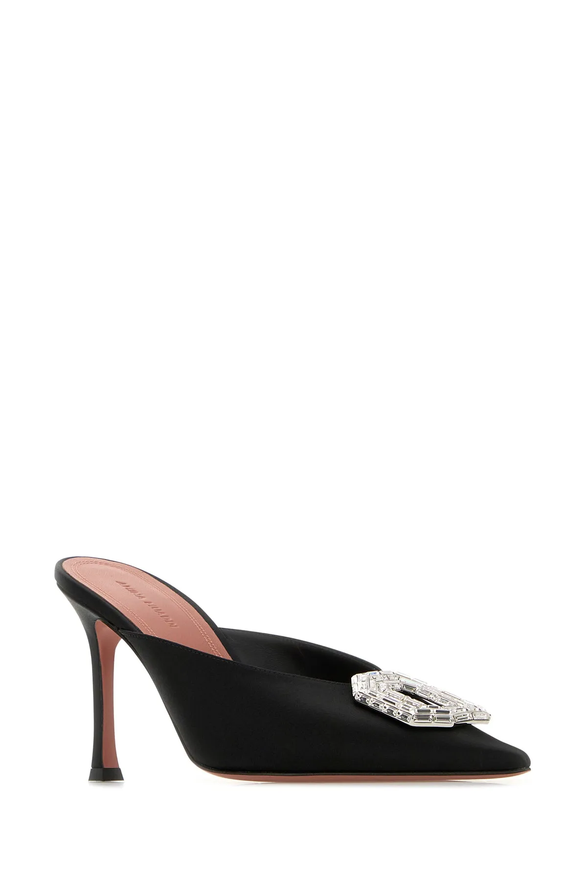 Black satin Camelia mules