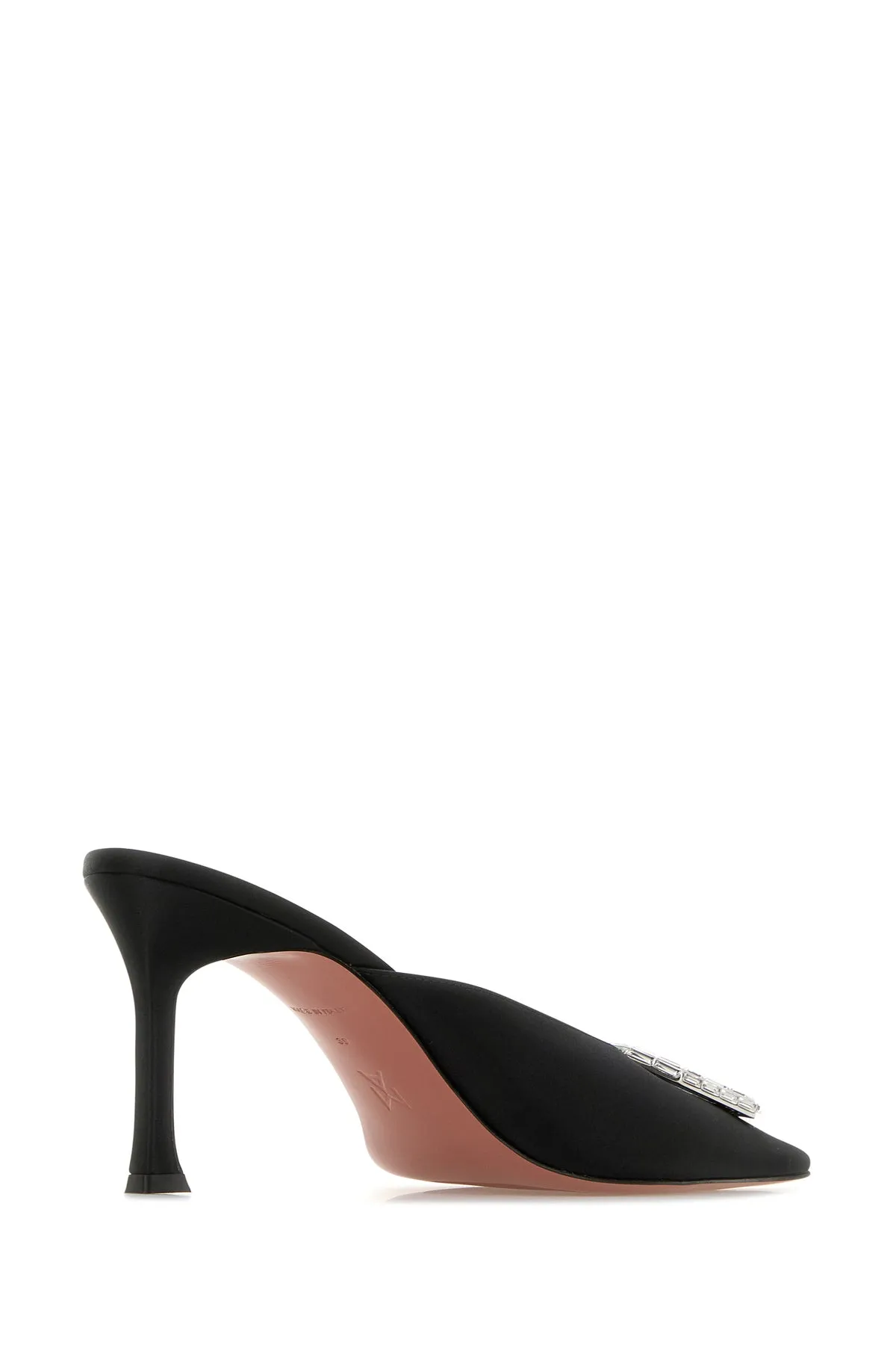 Black satin Camelia mules