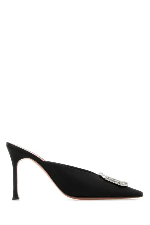 Black satin Camelia mules