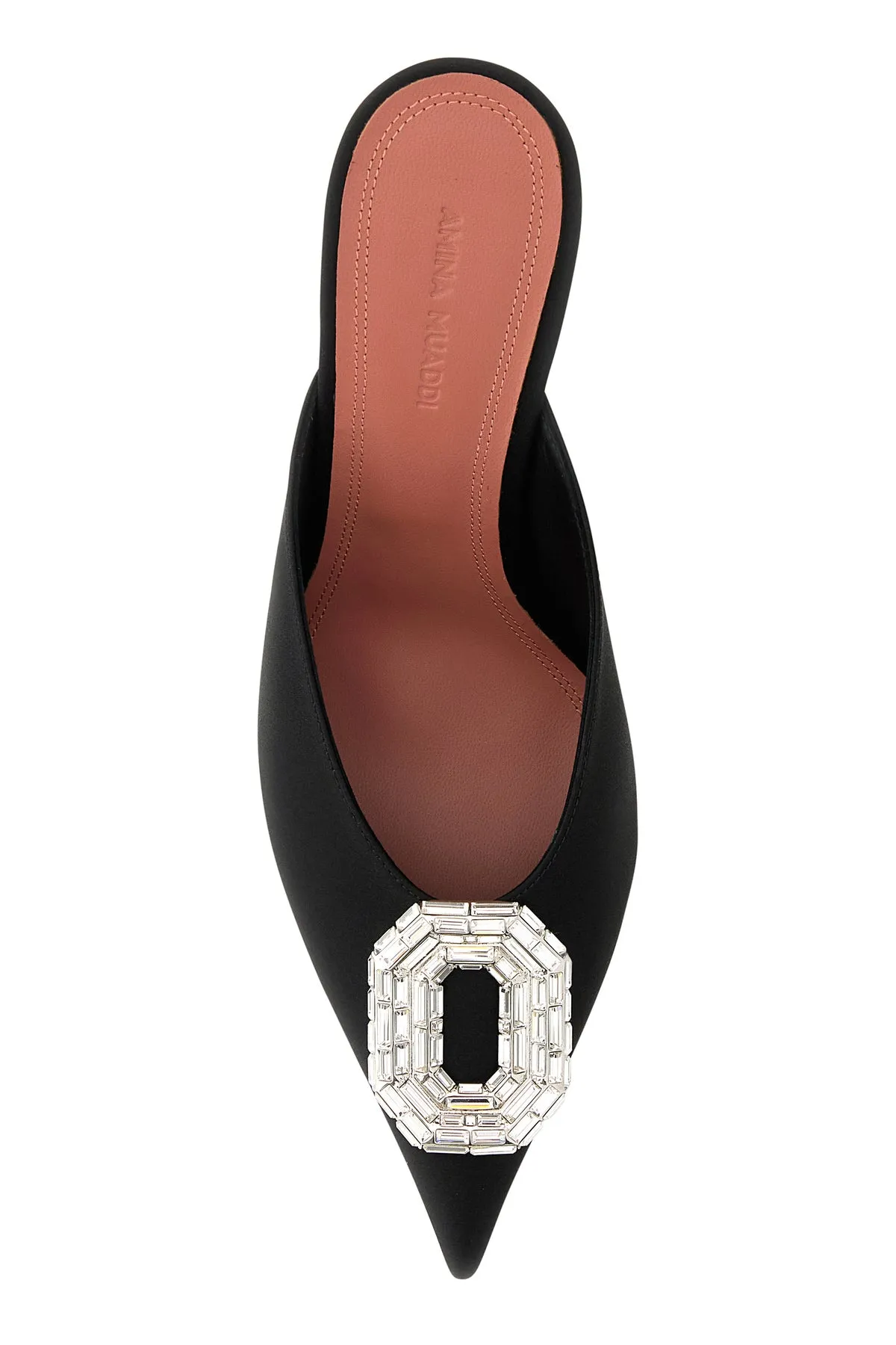 Black satin Camelia mules