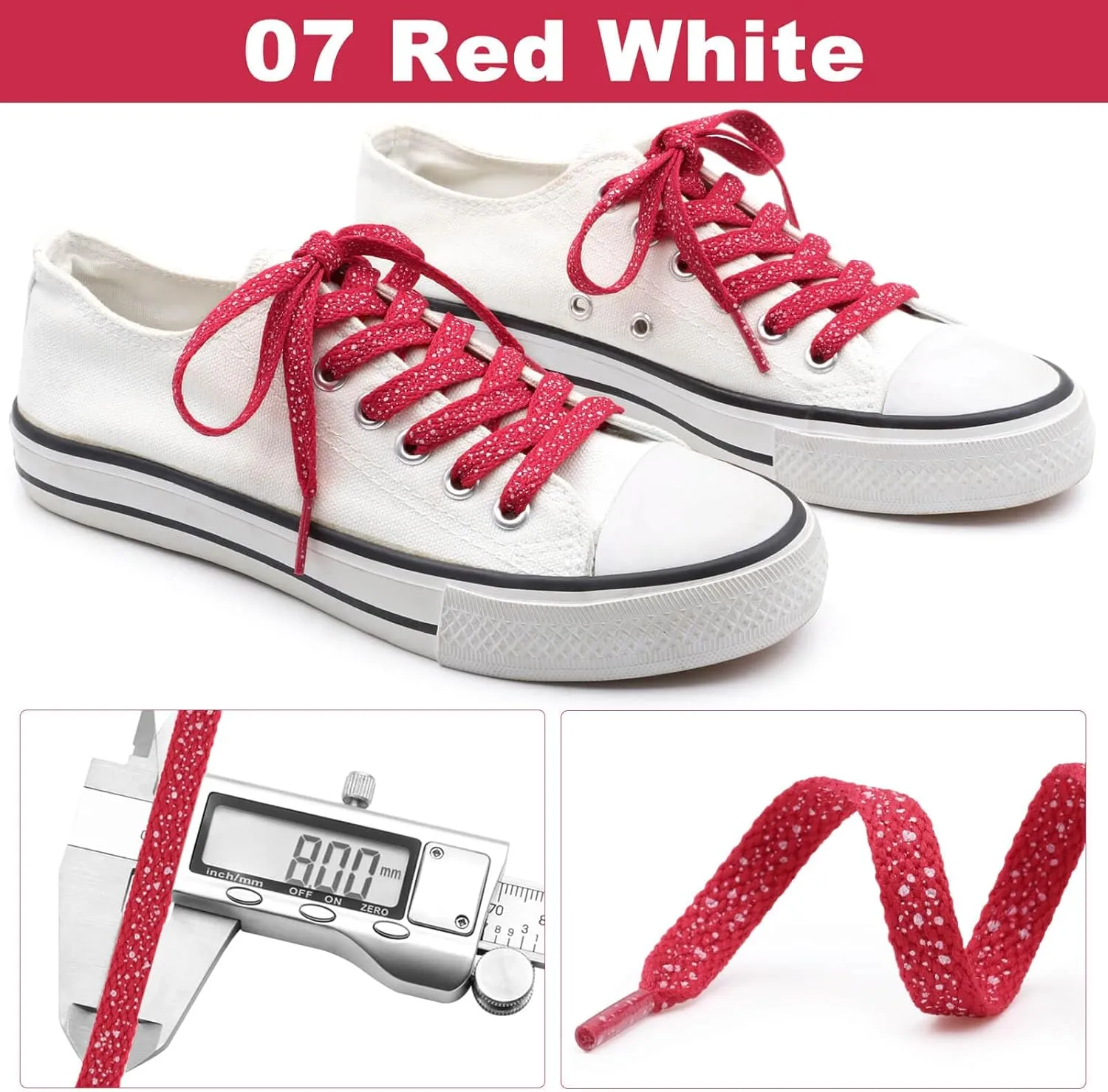 DELELE Print Flat Shoelaces for Sneakers: Colored Athletic Shoe Laces 2 Pair
