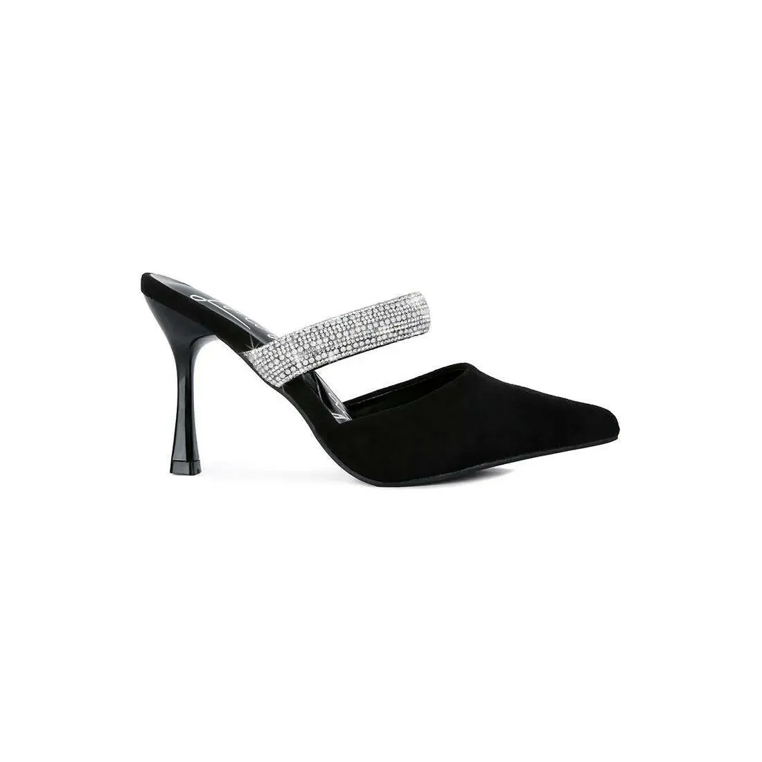 Fauci Diamante Strap Heeled Mules