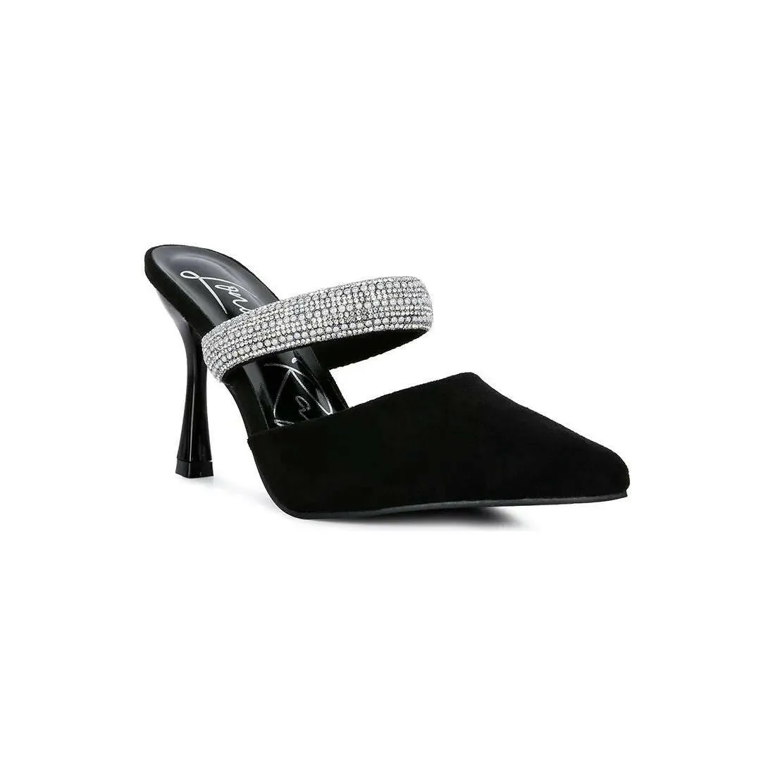 Fauci Diamante Strap Heeled Mules