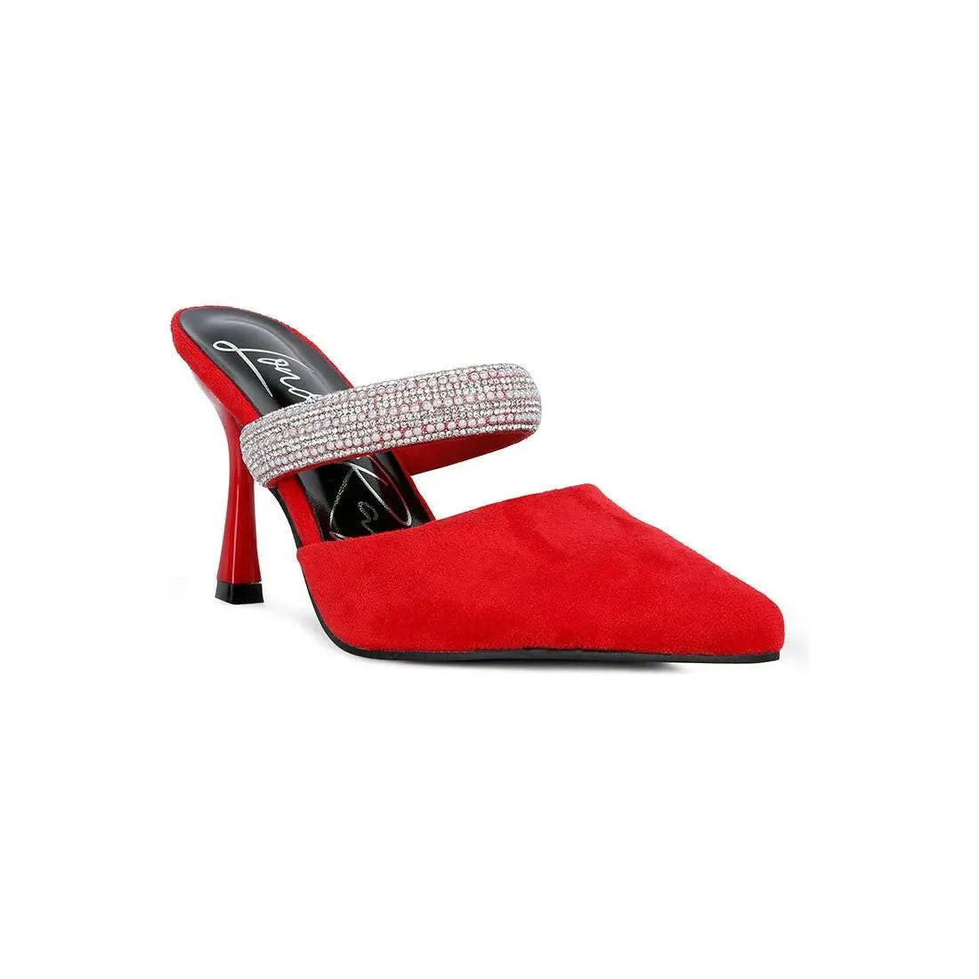 Fauci Diamante Strap Heeled Mules