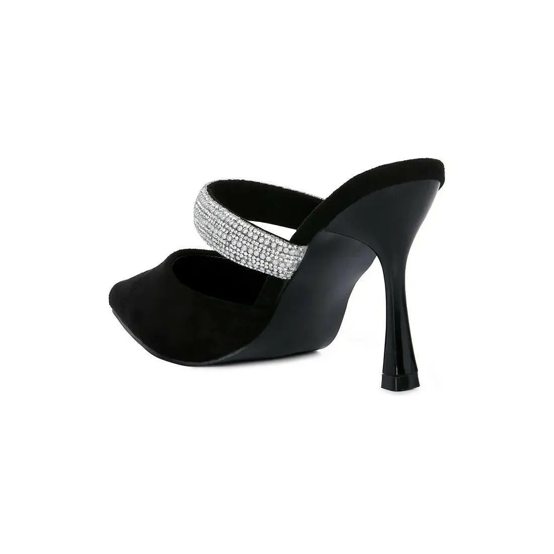 Fauci Diamante Strap Heeled Mules