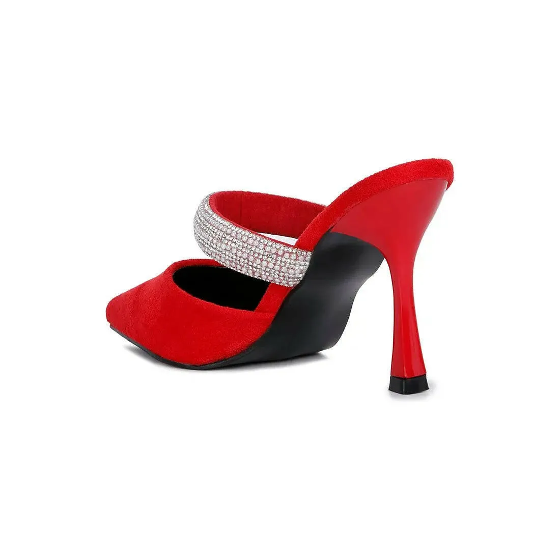 Fauci Diamante Strap Heeled Mules