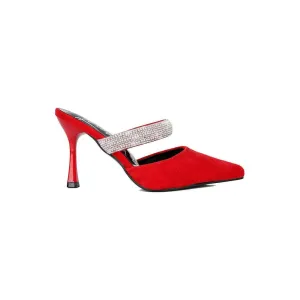 Fauci Diamante Strap Heeled Mules