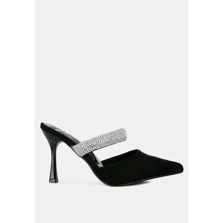 Fauci Diamante Strap Heeled Mules