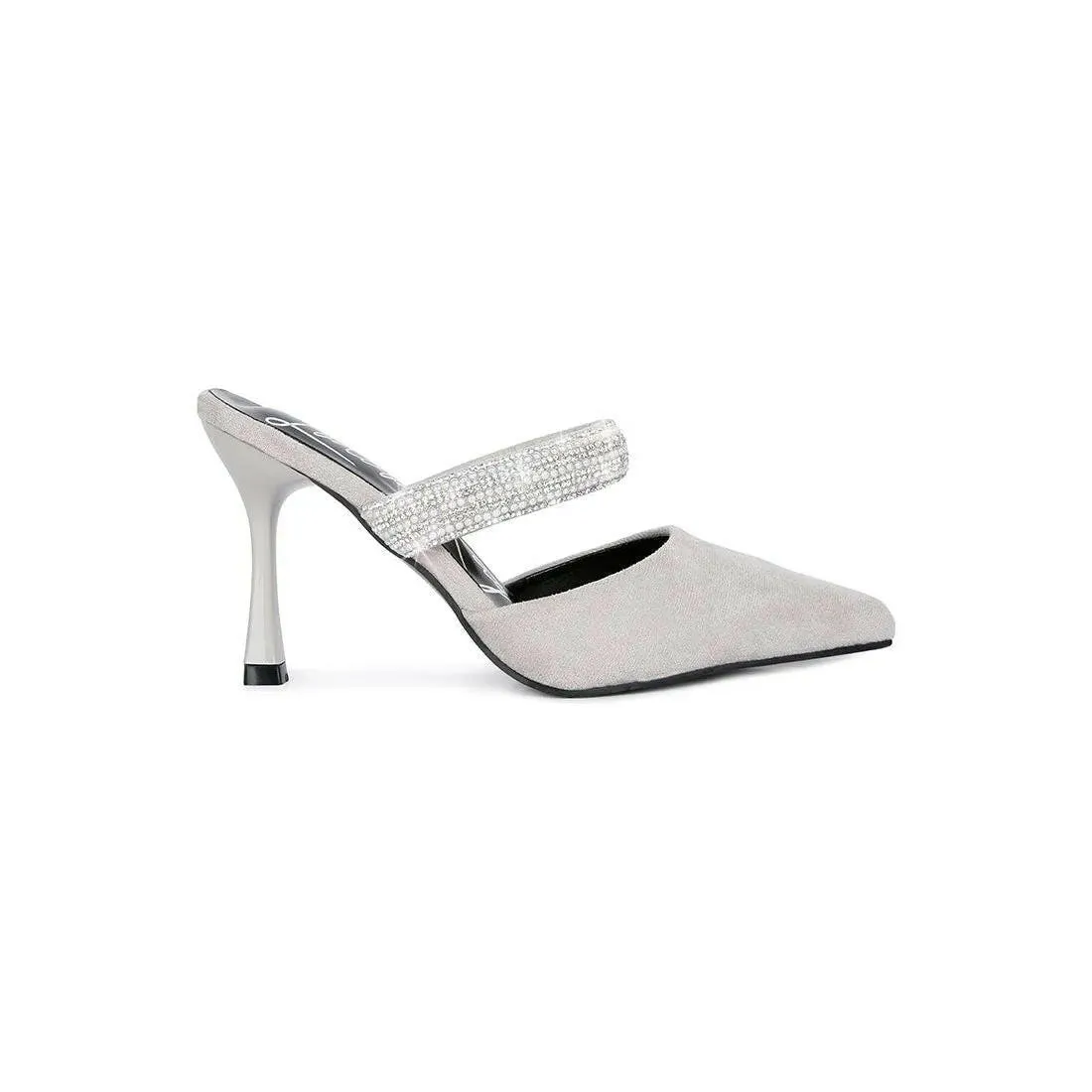 Fauci Diamante Strap Heeled Mules