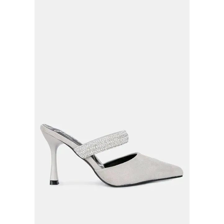 Fauci Diamante Strap Heeled Mules