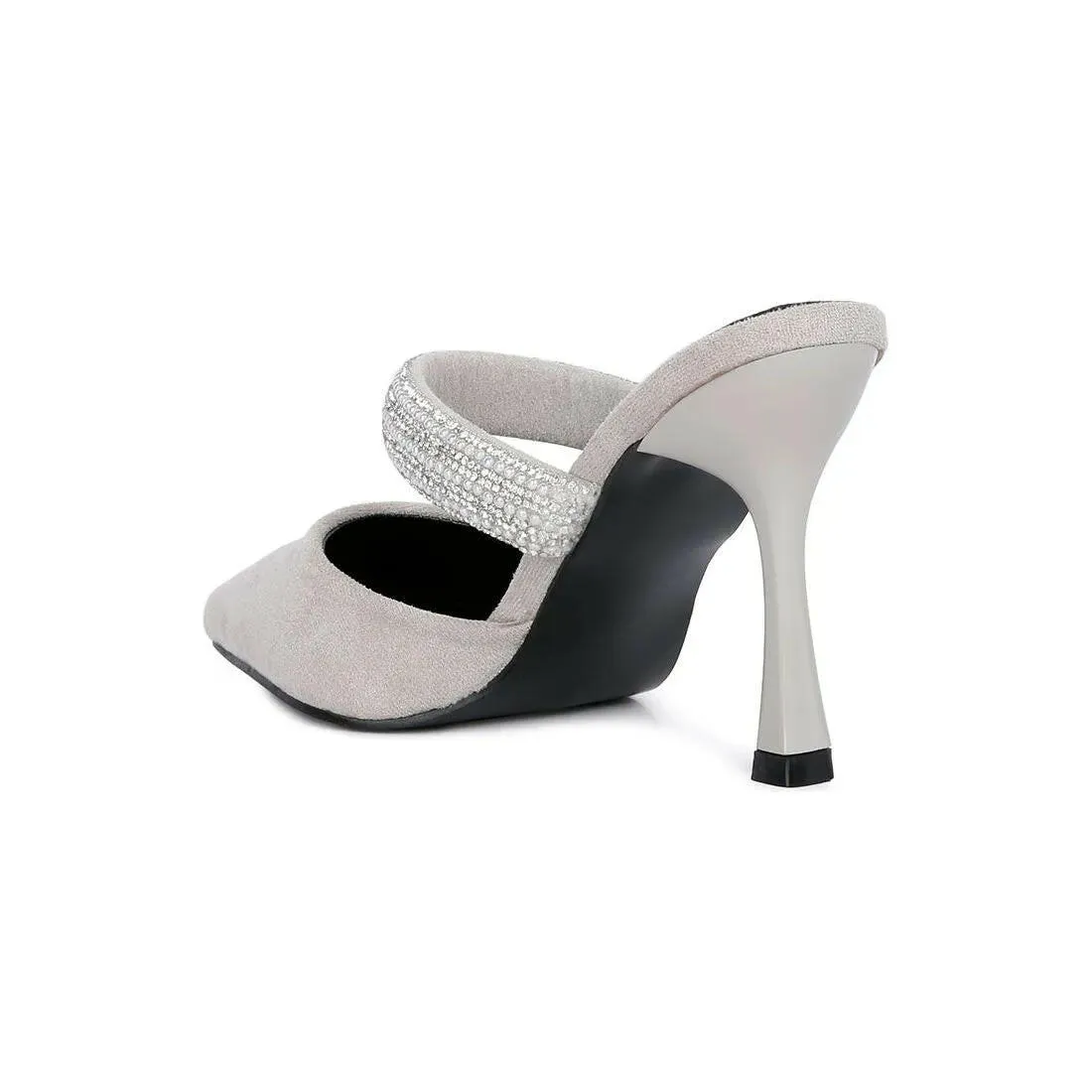 Fauci Diamante Strap Heeled Mules