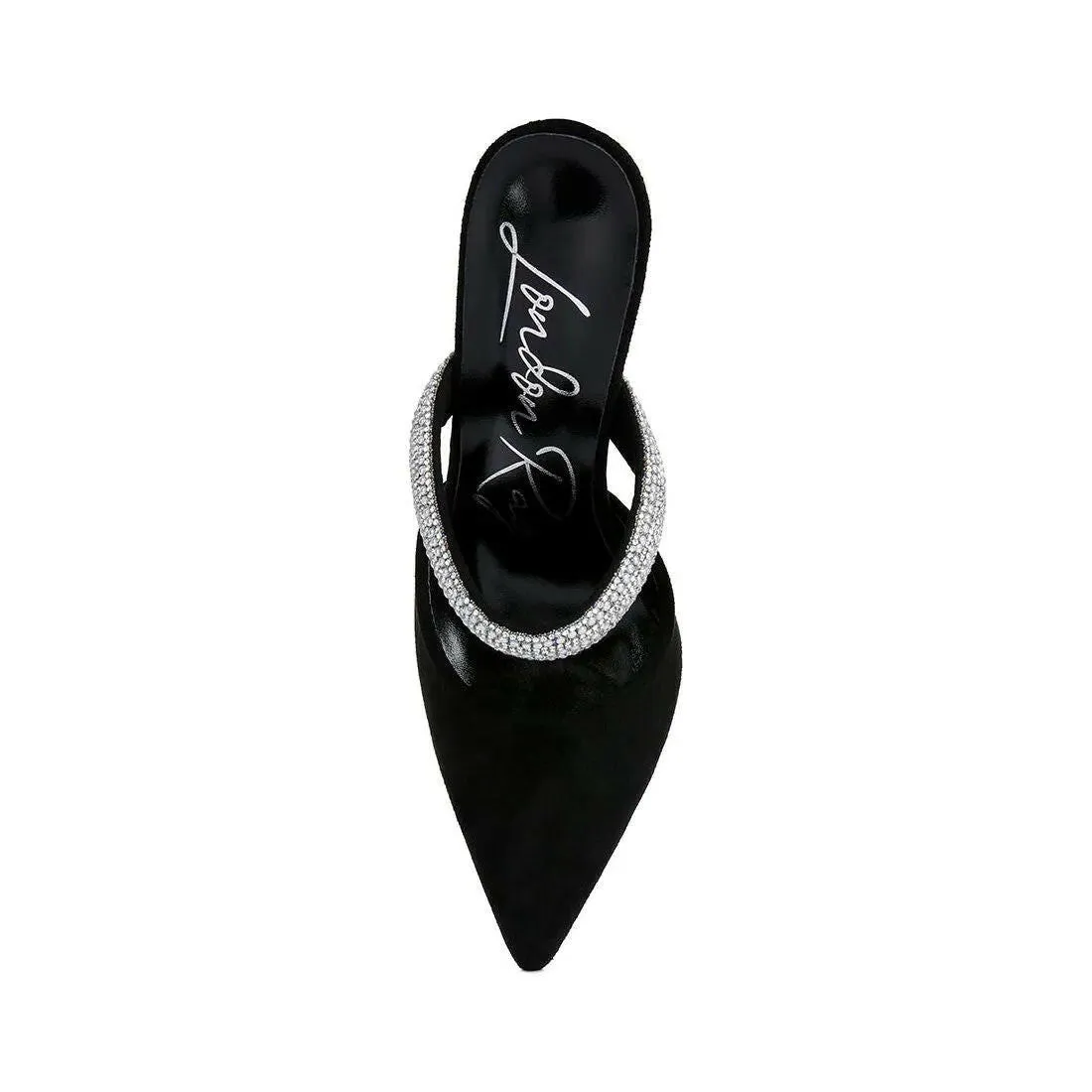 Fauci Diamante Strap Heeled Mules