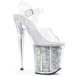 Flamingo-808GF Silver Multi Glitter - 8" Heel