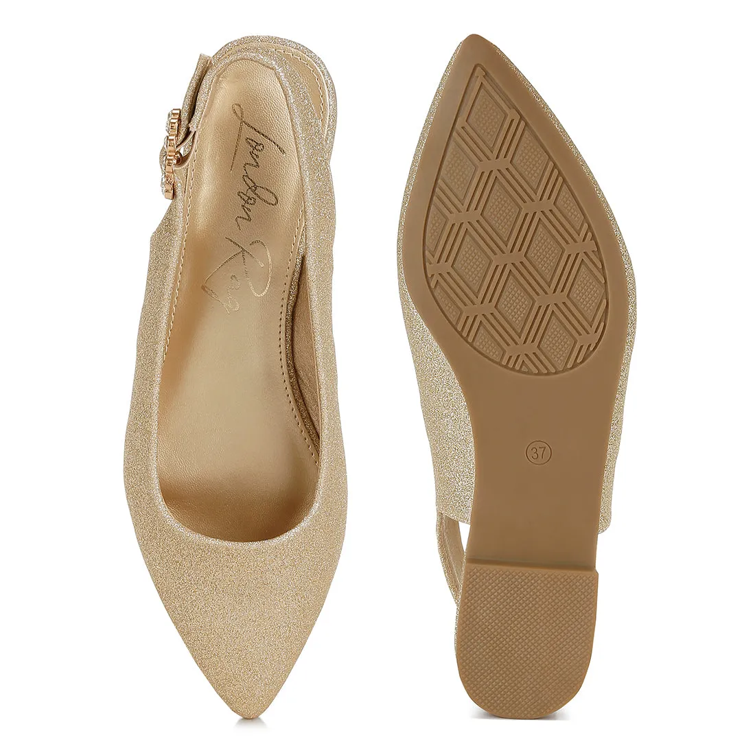 Glitter Slingback Flat Sandals