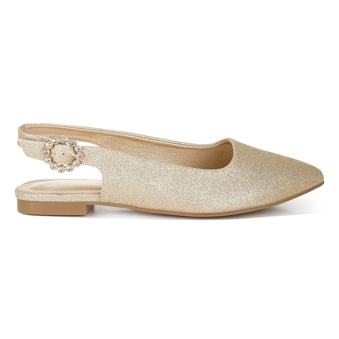 Glitter Slingback Flat Sandals