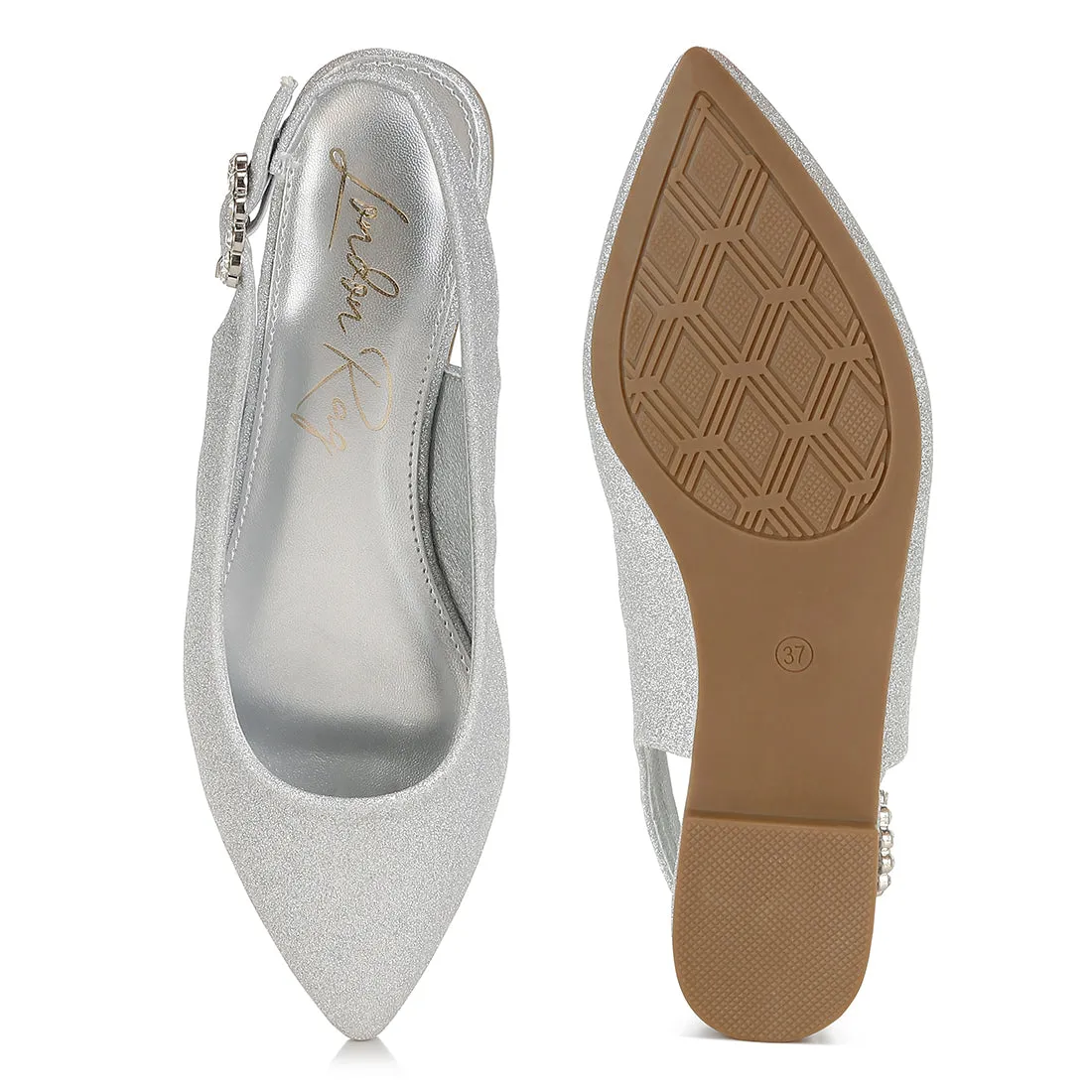 Glitter Slingback Flat Sandals