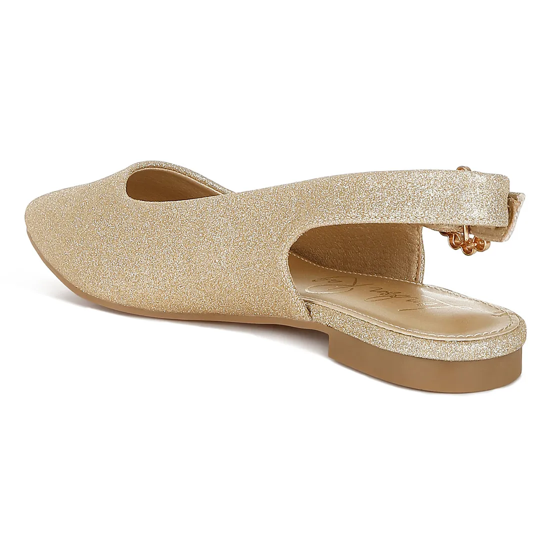 Glitter Slingback Flat Sandals