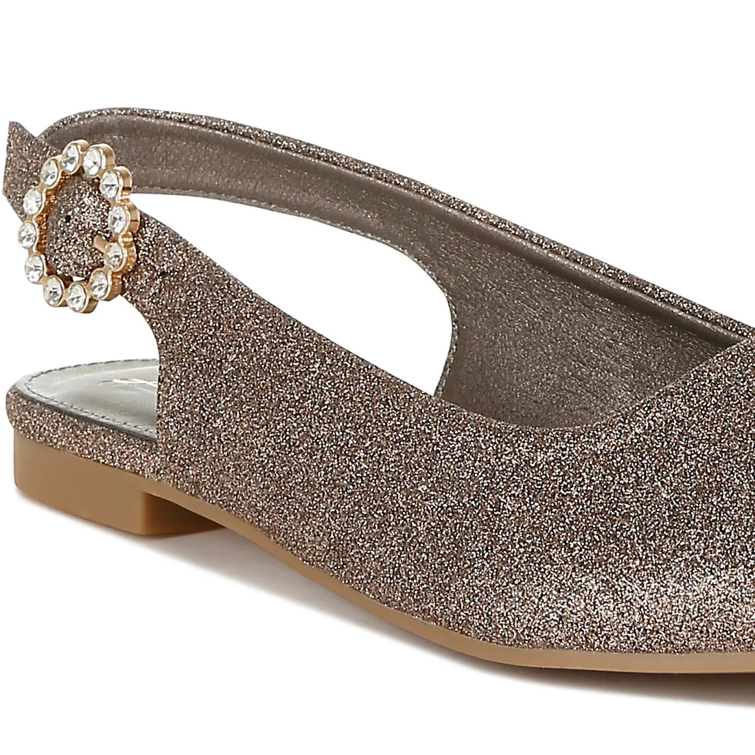 Glitter Slingback Flat Sandals