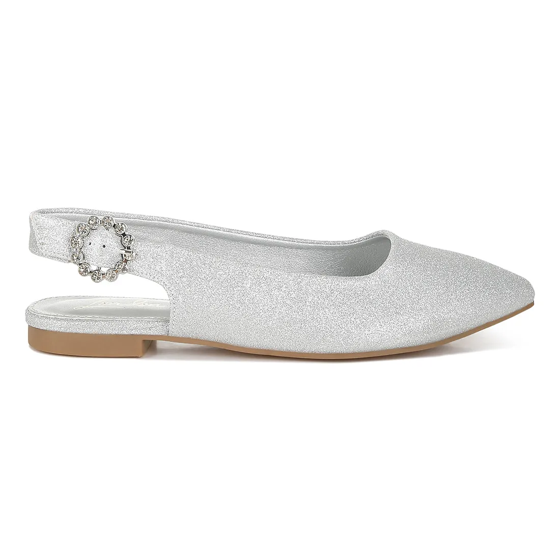Glitter Slingback Flat Sandals