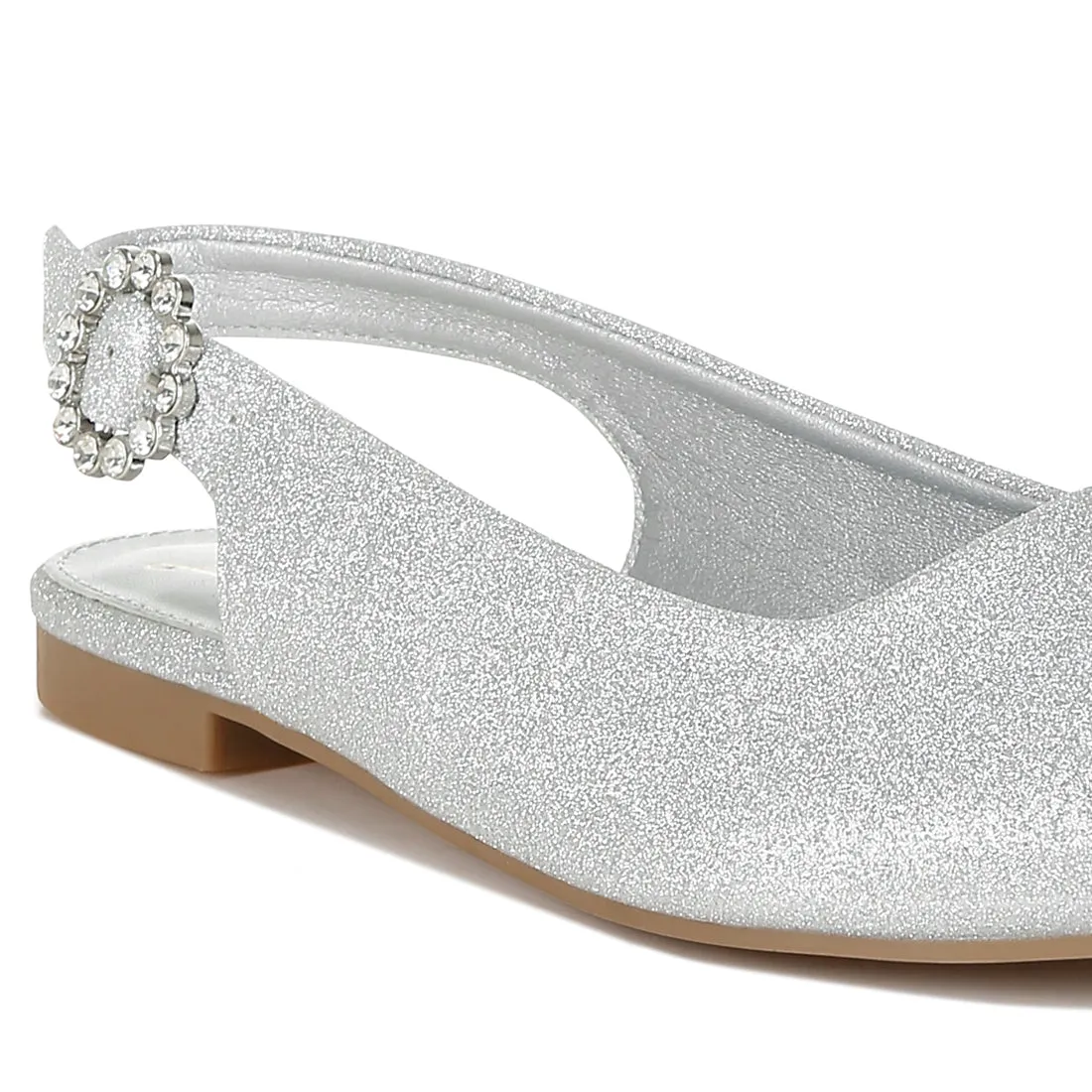 Glitter Slingback Flat Sandals