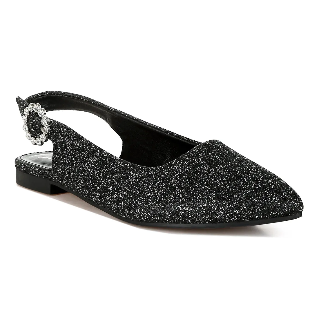 Glitter Slingback Flat Sandals