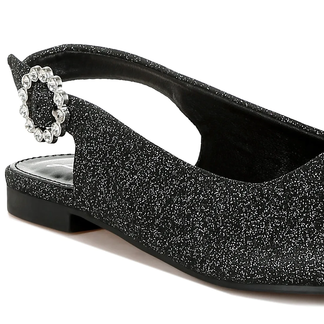 Glitter Slingback Flat Sandals