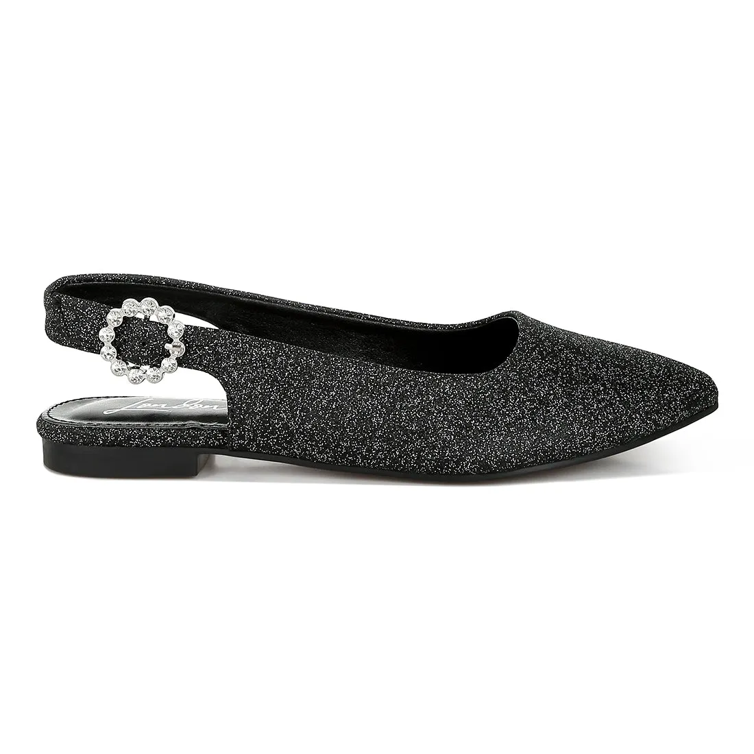 Glitter Slingback Flat Sandals