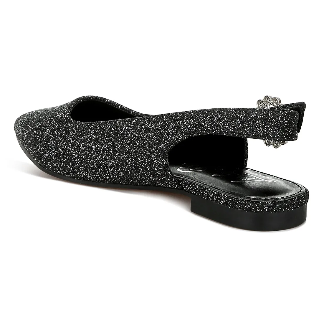 Glitter Slingback Flat Sandals