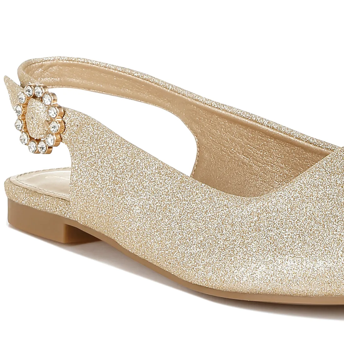 Glitter Slingback Flat Sandals