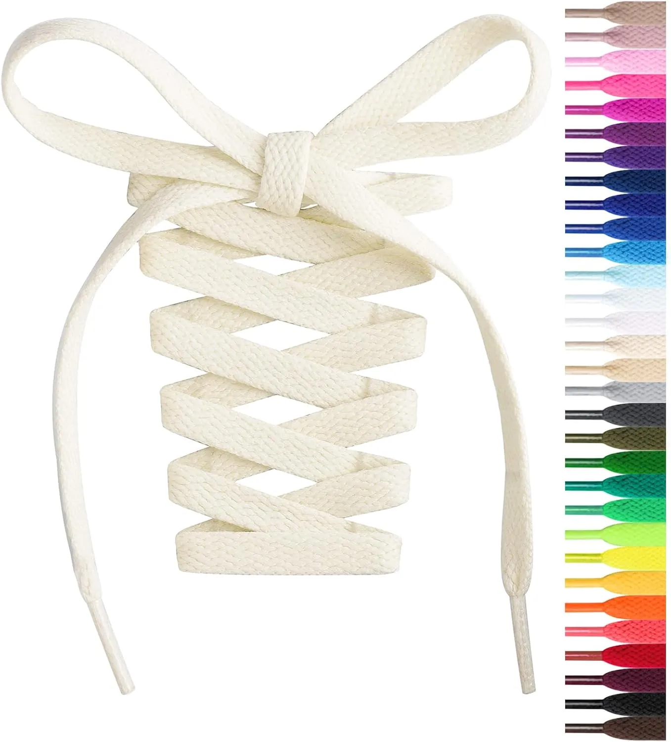 Handshop Flat Shoelaces 5/16" - 20 Colors in 36"-72" Shoe Laces For Sneakers