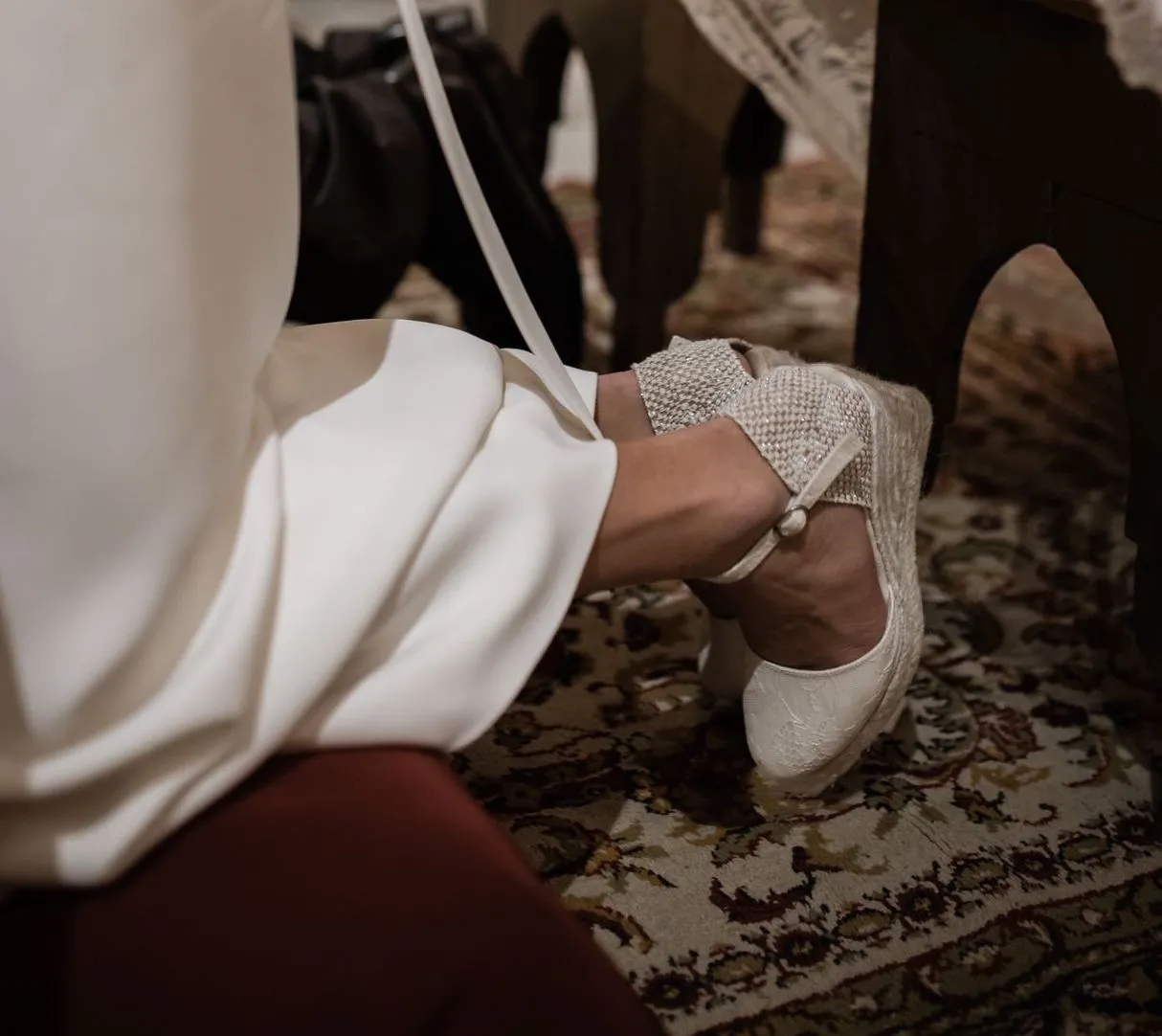 Ivory embroidered Bridal Wedge