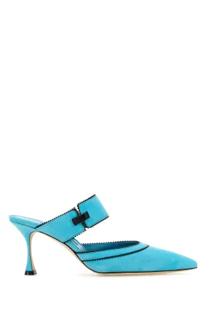 Light blue suede Brontiamusa mules