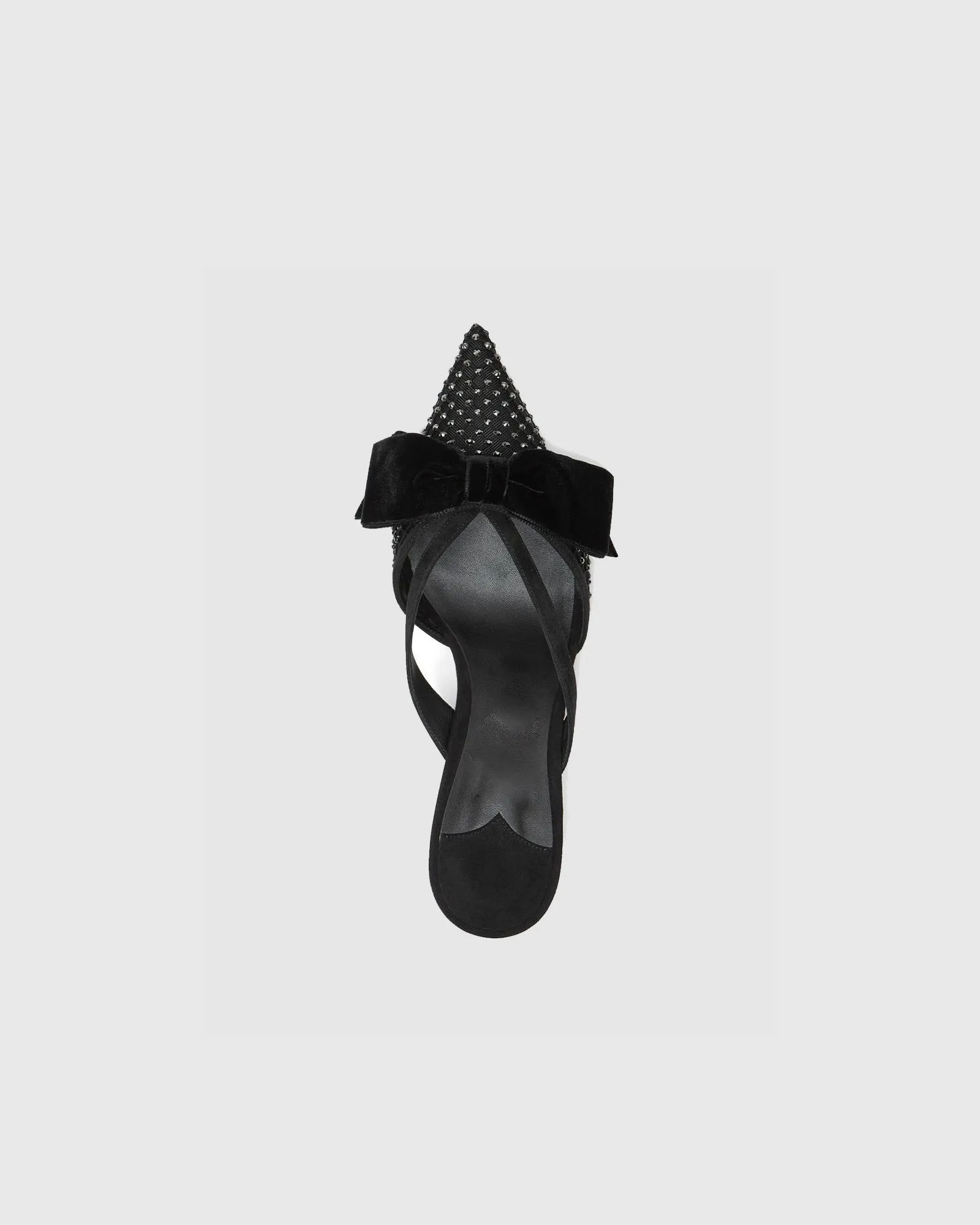 Po Bow Embellished Mesh Mules In Black