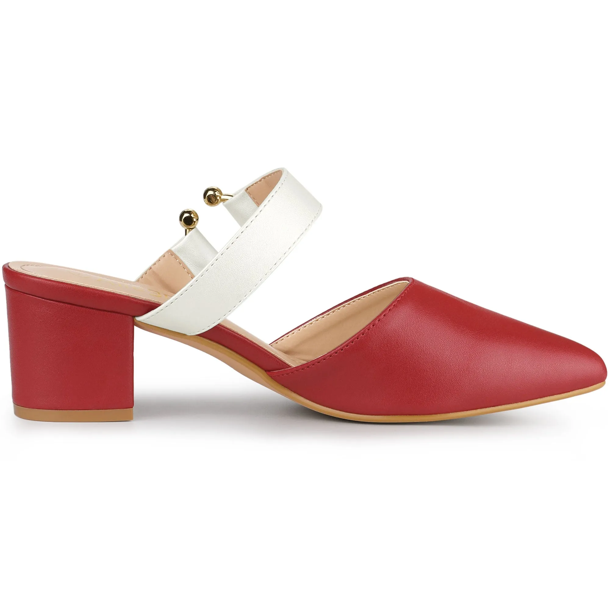Pointed Toe Chunky Heel Dress Mules Pumps