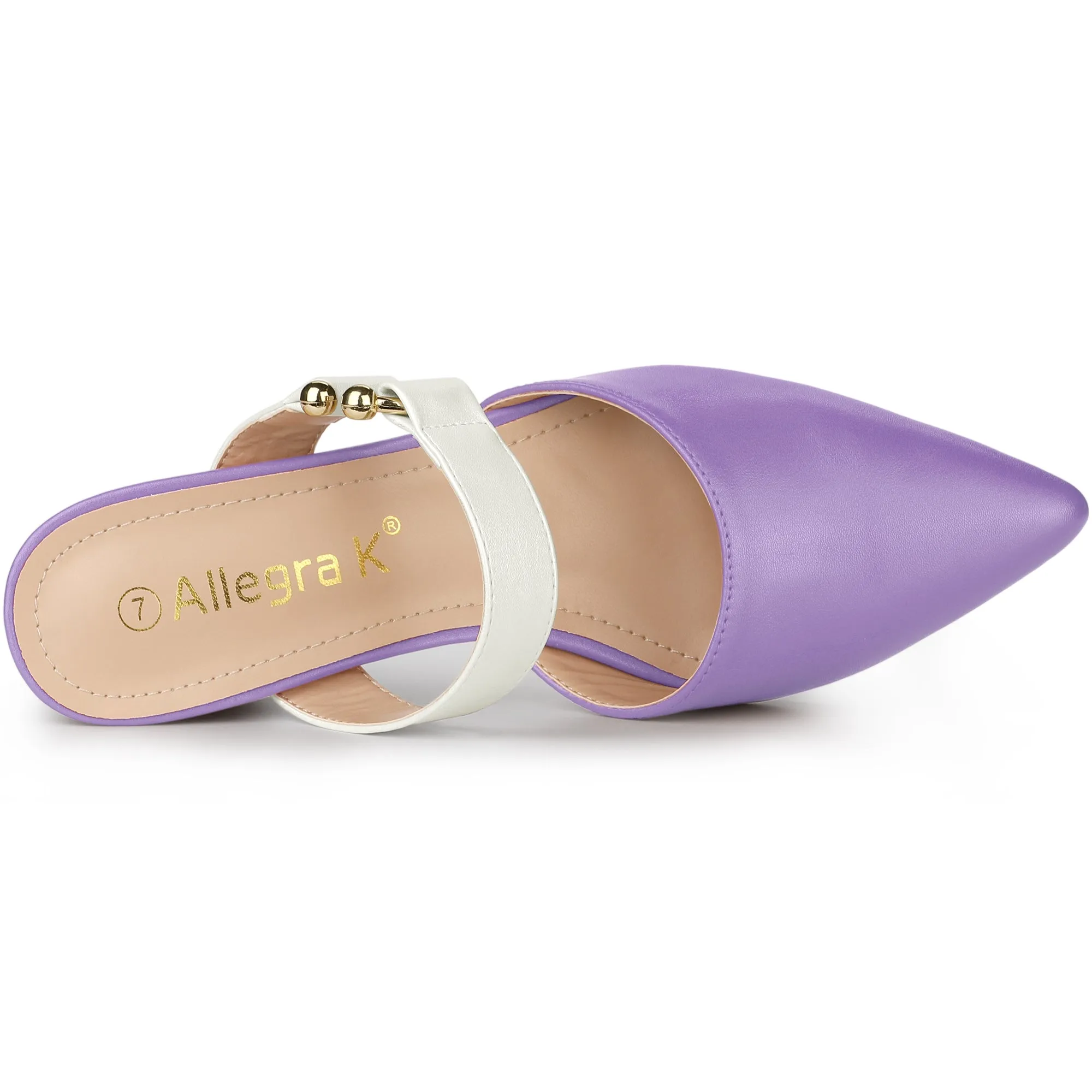 Pointed Toe Chunky Heel Dress Mules Pumps