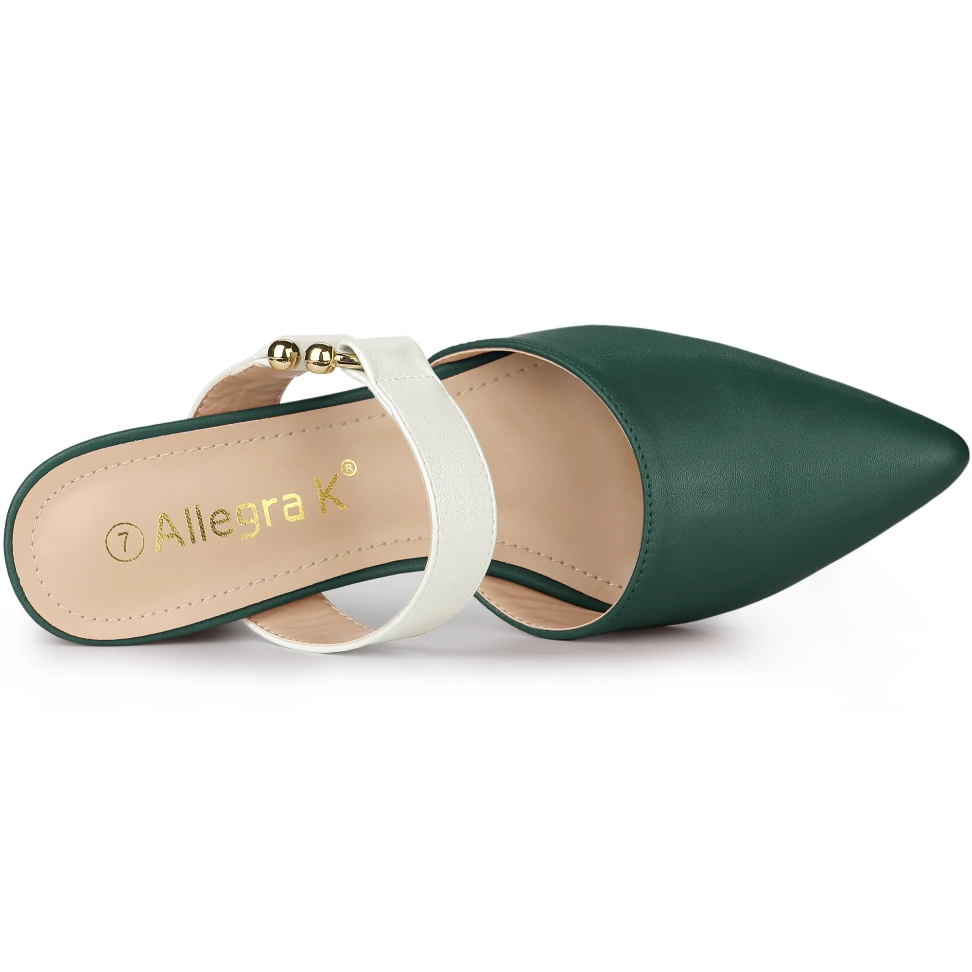 Pointed Toe Chunky Heel Dress Mules Pumps