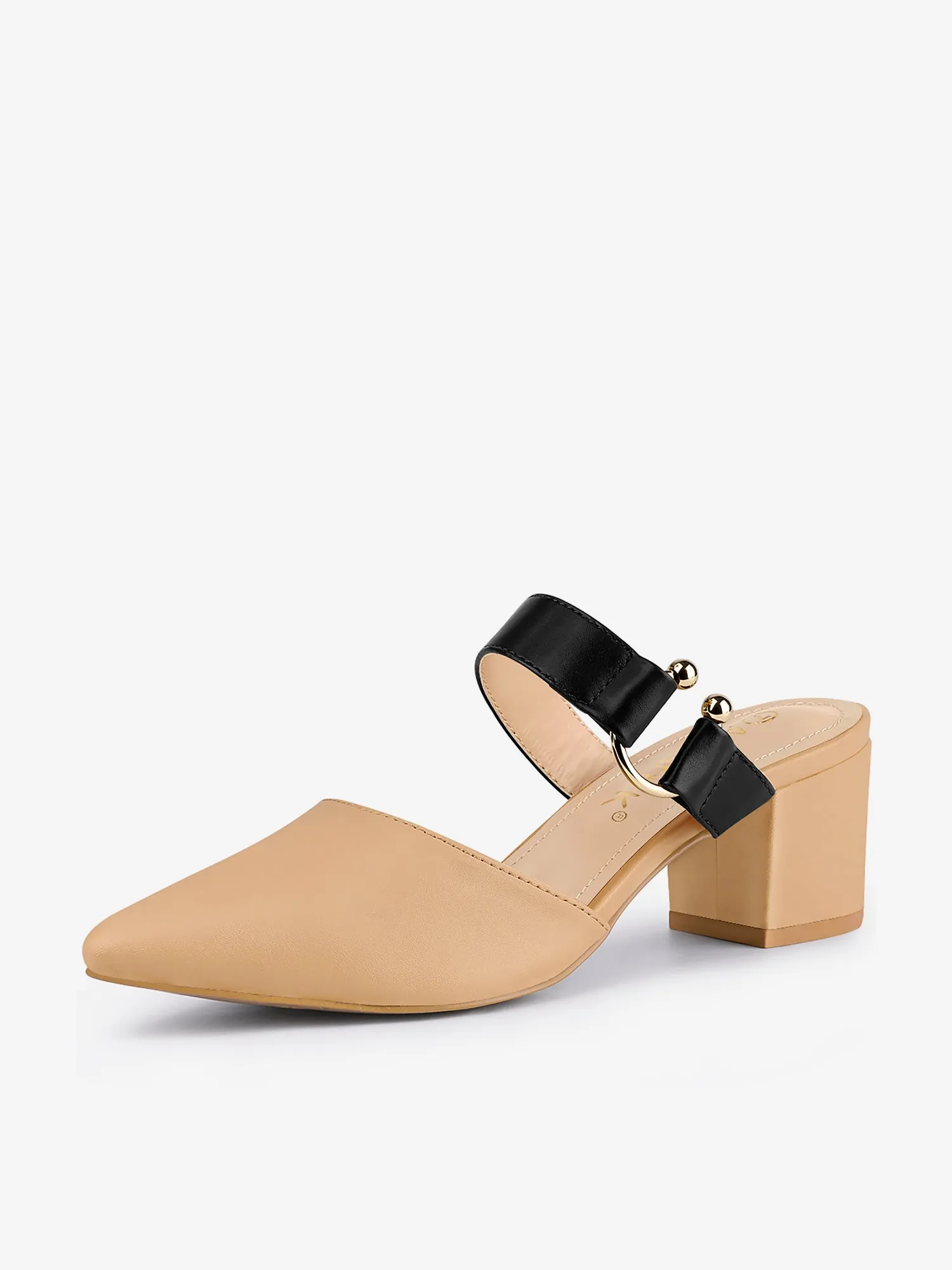 Pointed Toe Chunky Heel Dress Mules Pumps
