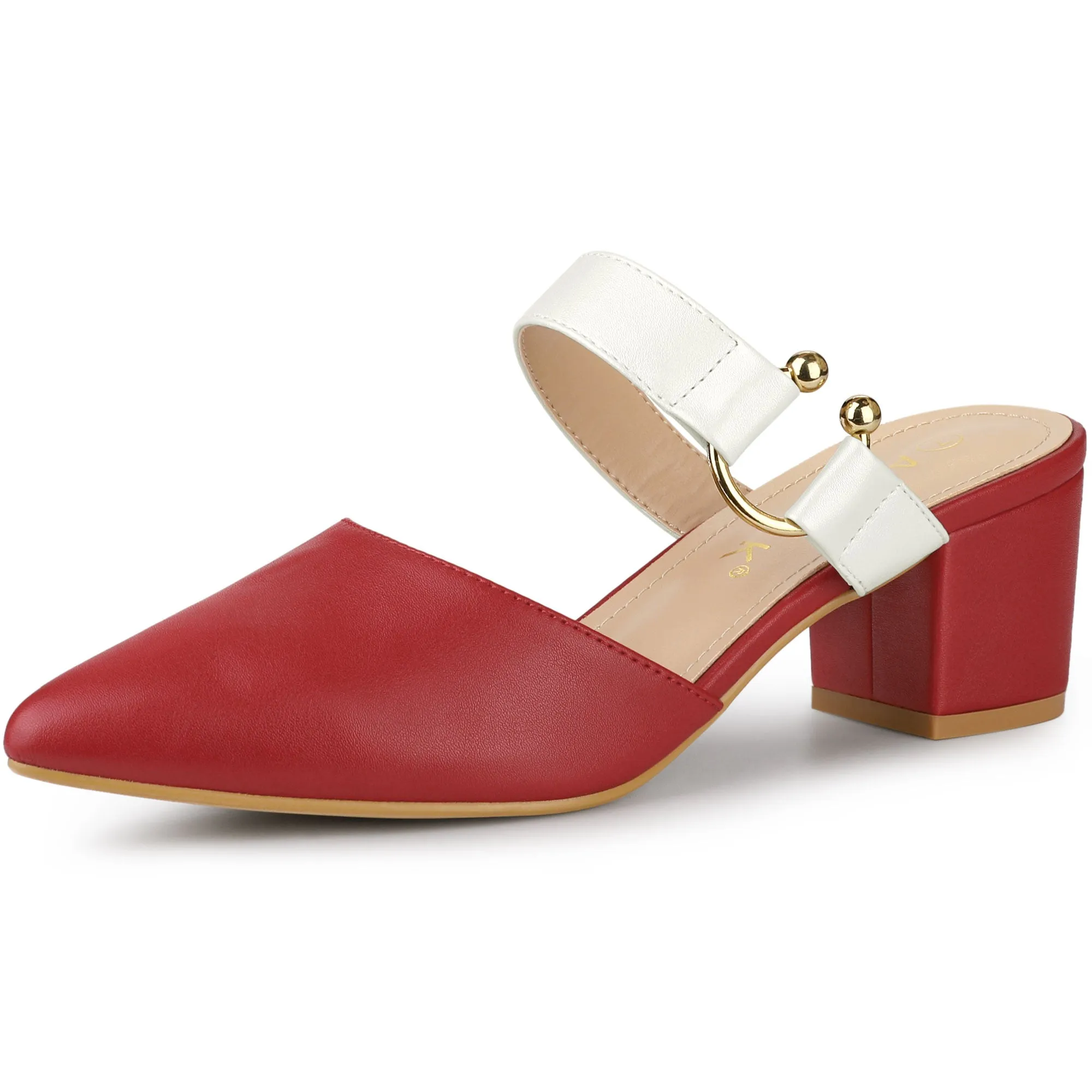 Pointed Toe Chunky Heel Dress Mules Pumps