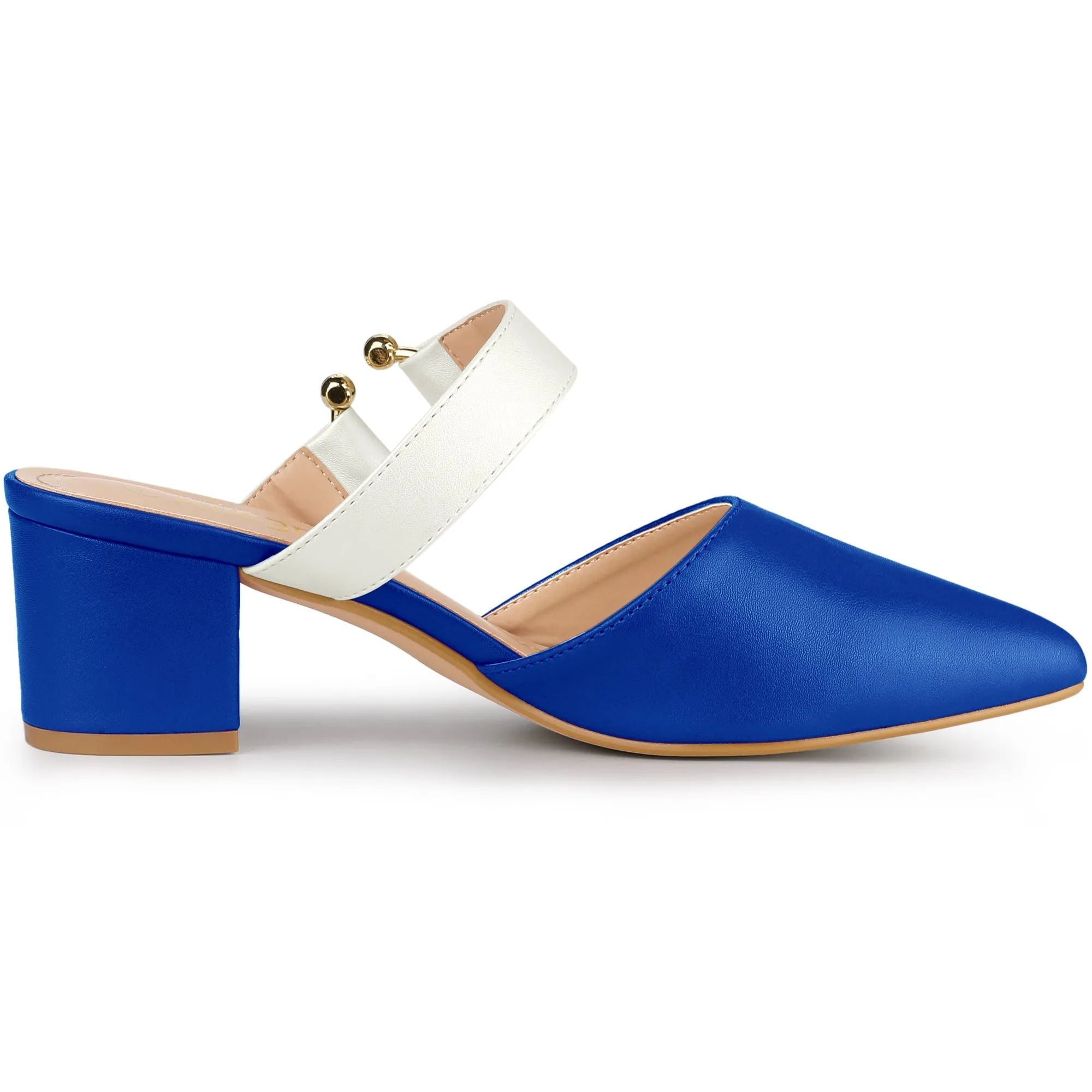 Pointed Toe Chunky Heel Dress Mules Pumps
