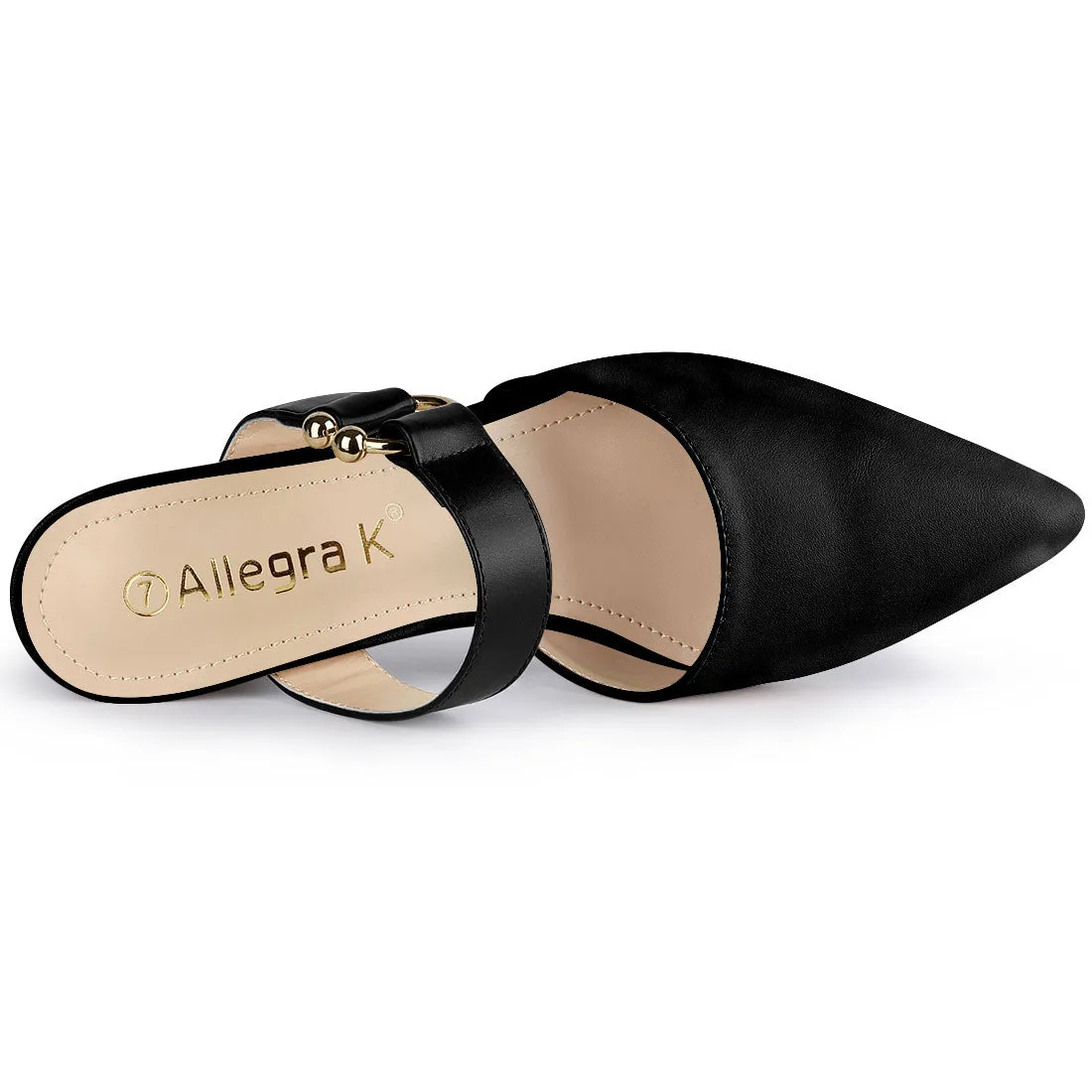 Pointed Toe Chunky Heel Dress Mules Pumps