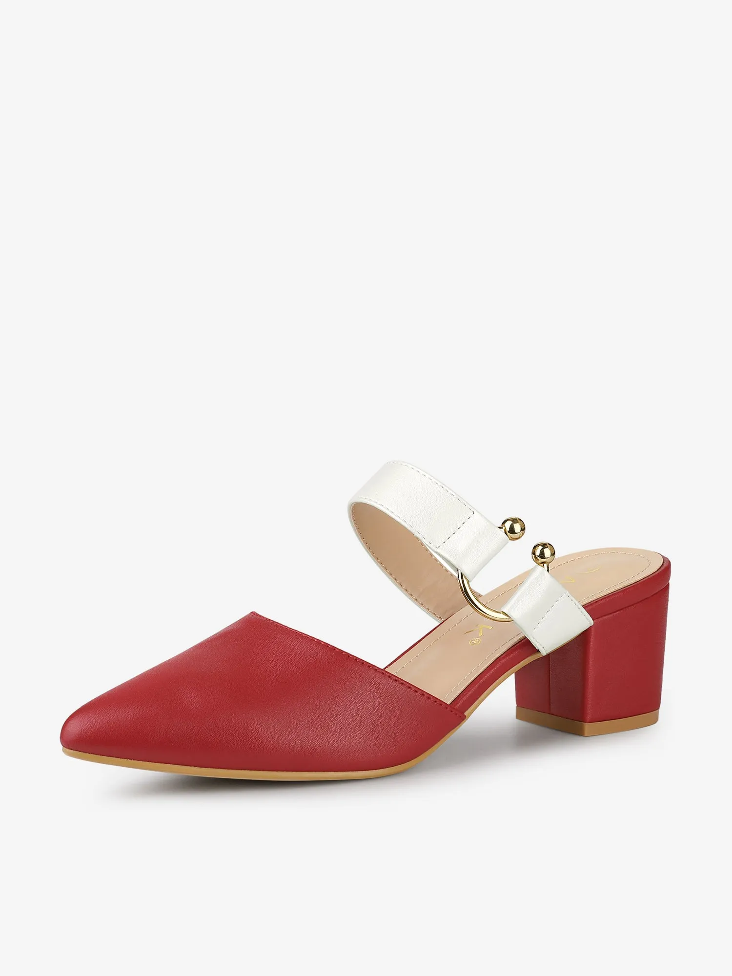 Pointed Toe Chunky Heel Dress Mules Pumps