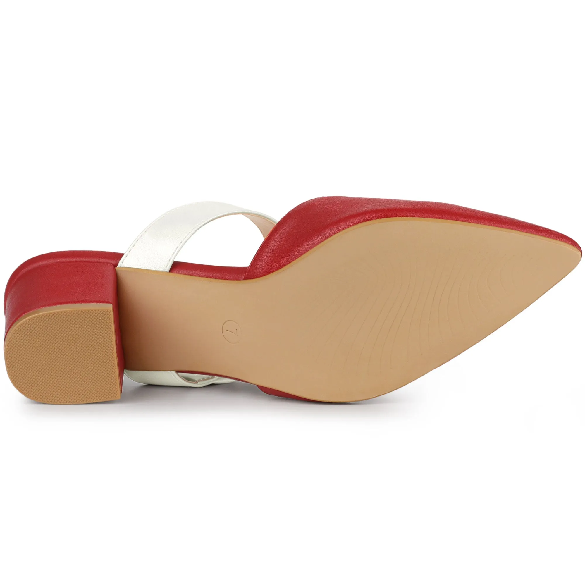 Pointed Toe Chunky Heel Dress Mules Pumps