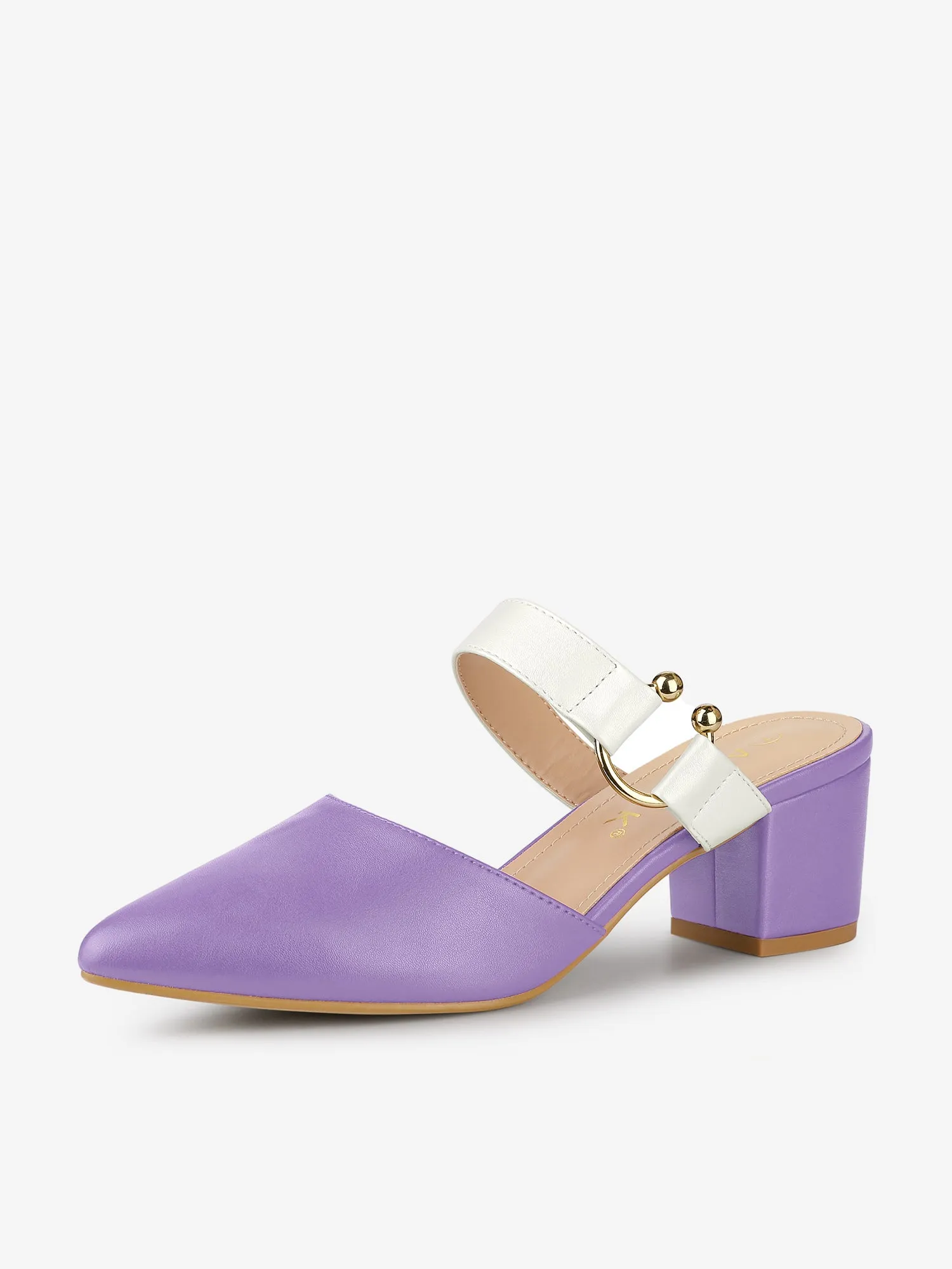 Pointed Toe Chunky Heel Dress Mules Pumps