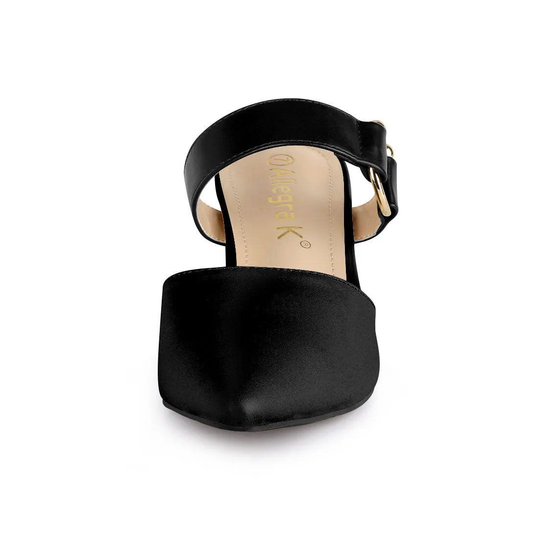 Pointed Toe Chunky Heel Dress Mules Pumps